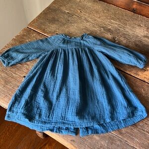 Bonbon cotton 12m prussian blue smock dress 💙